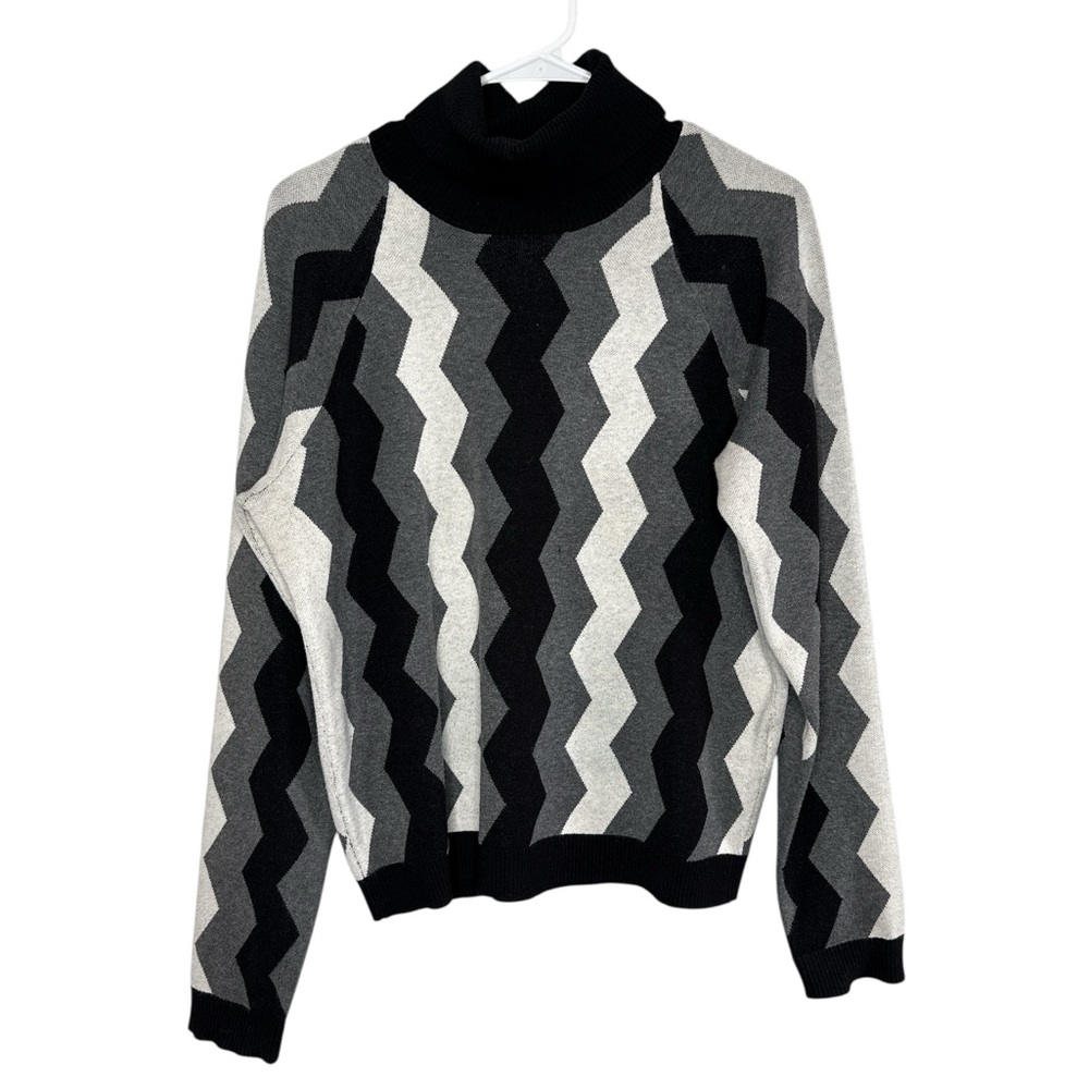 Alp N Rock Women's Cassandra Black, White & Grey Turtleneck Sweater Medium